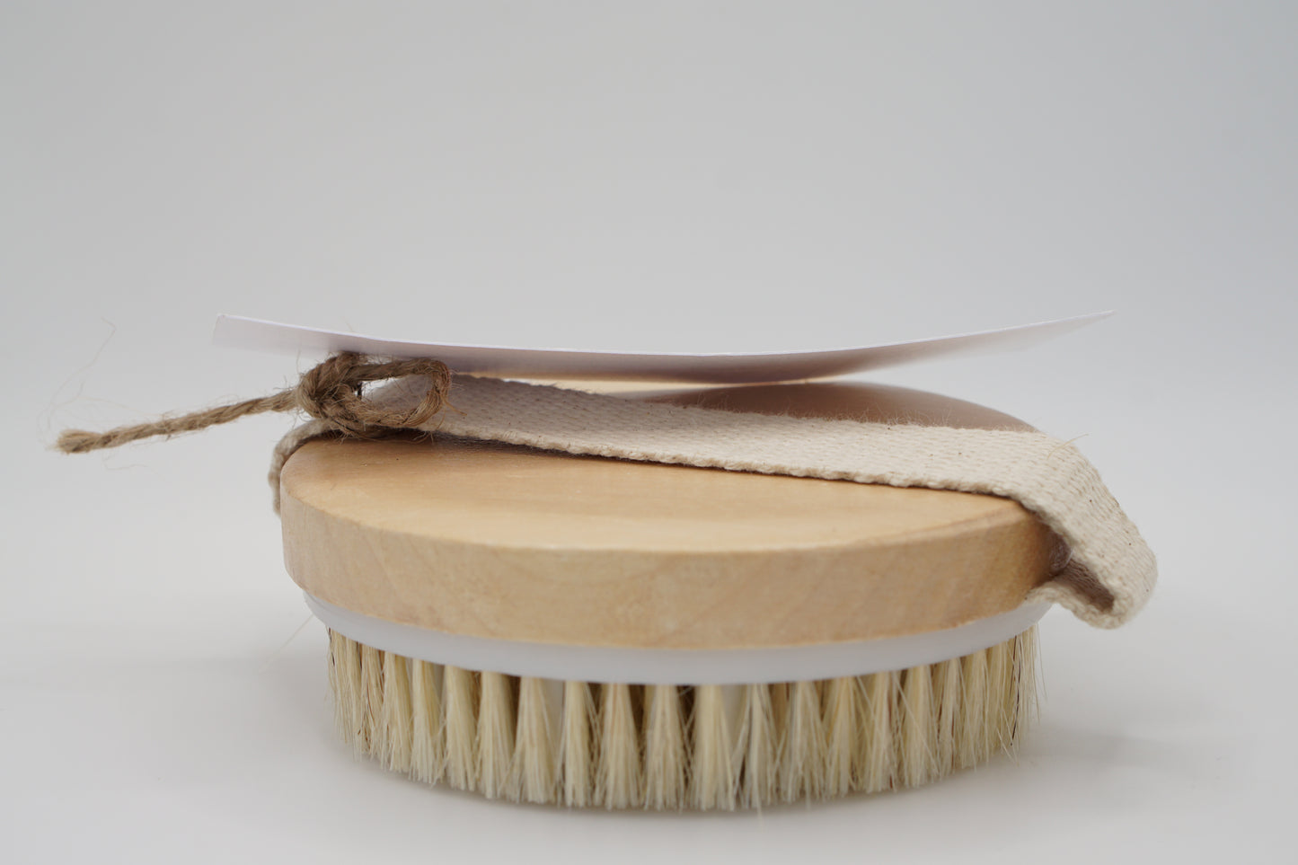 Perie dry brush - masaj  circulara - lemn si peri naturali